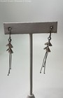 Artisan 925 Sterling Floral Leaves & Bars Drop Hook Earrings 3.5g — photo 1