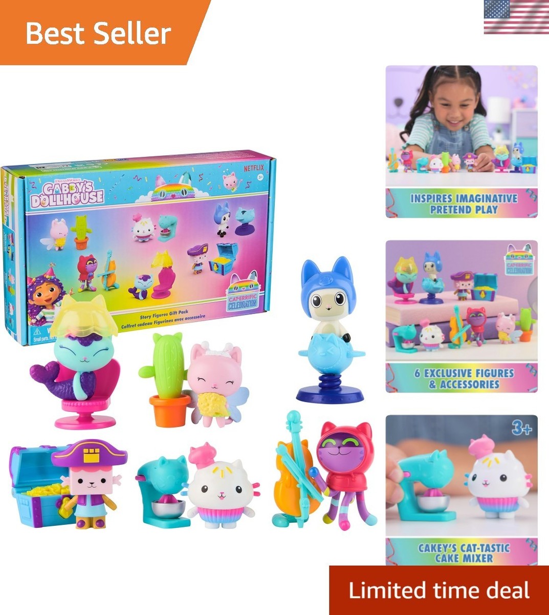 Gabby's Dollhouse, 12-Piece Story Figures Gift Pack, with 6 Toy