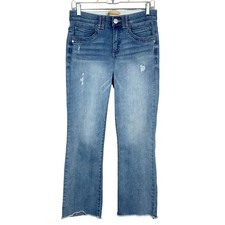 Democracy Ab Technology Cropped Bootcut Jeans Frayed Hem Distressed Women's 6