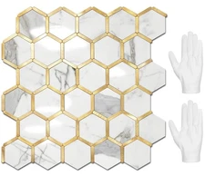 Hexagon Peel and Stick Backsplash Tile, Stick on Backsplash for Kitchen and B...