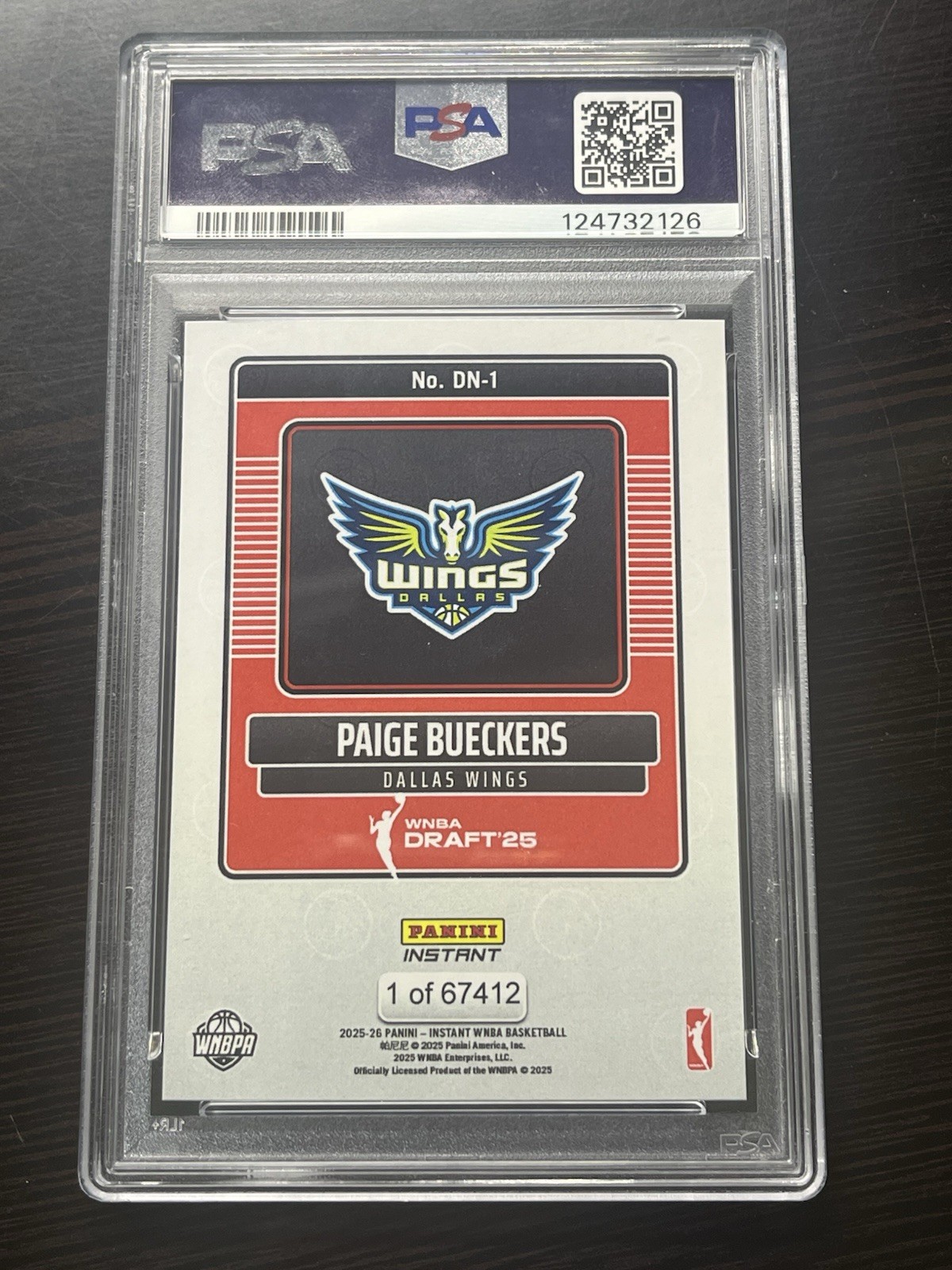 Paige Bueckers 2025 Panini Instant WNBA RC Draft Night #DN-1 PSA 10 Gem Mint view 2