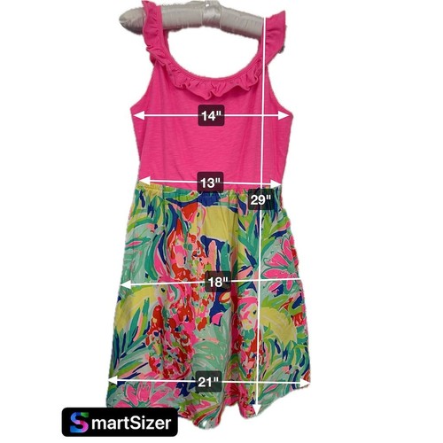 Lilly Pulitzer Girls XL Pink Parrot Print Ruffle Dress Knee Length - AC - Picture 2 of 11