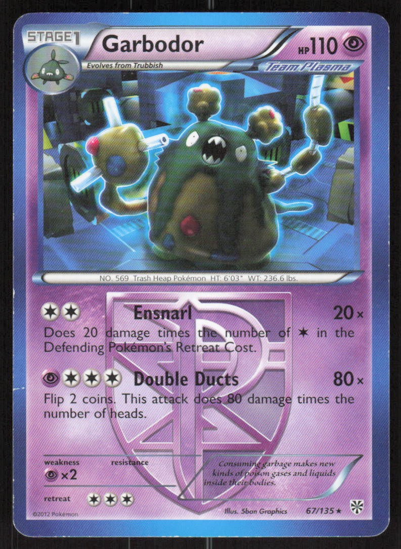 Garbodor 67/135 Rare Plasma Storm Pokemon Lightly Played