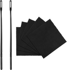 Flute Cleaning Kit with 2 Rods  5pcs Cloth for Inside - Black