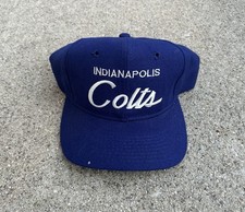 Vintage 90s Indianapolis Colts Sports Specialties Wool Script Snapback Hat Blue
