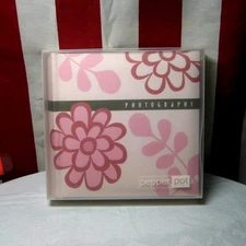 PEPPER POT slip-in large photo album 200 pocket Modern Floral pink 2004 book