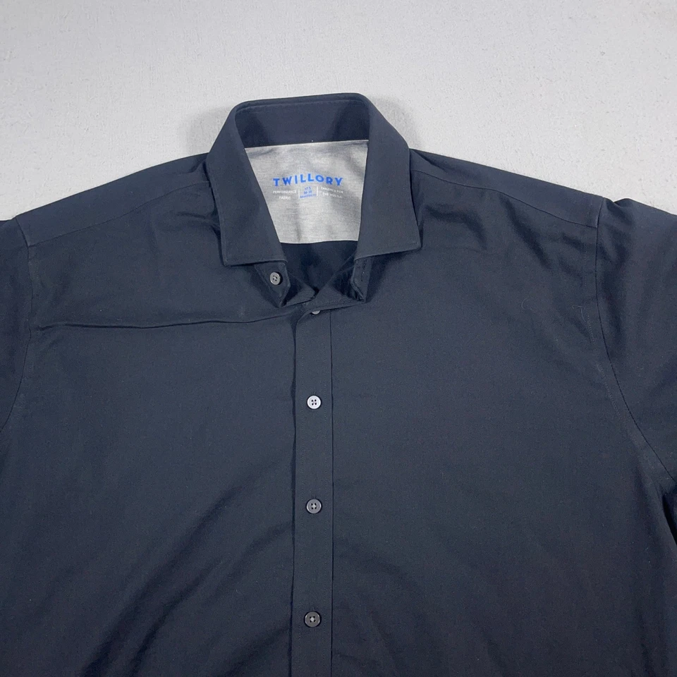 Camisa Twillory Hombre 17.5 34/35 Negra Rendimiento Vestido Abotonado Ajuste Tradicional Foto 2 de 4