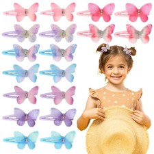 18Pcs Rhinestones Butterfly Hair Clip Snap Hair Clips for Girls Hair Barrettes