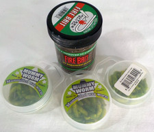 Lot 3 Packs EUROTACKLE Mummy Wax WORMS Green + PAUTZKE Fire Bait Glitter Brown