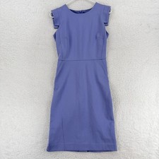J Crew Dress Womens 00 Purple Cap Sleeve Sheath Lined Stretch Knee Length Career