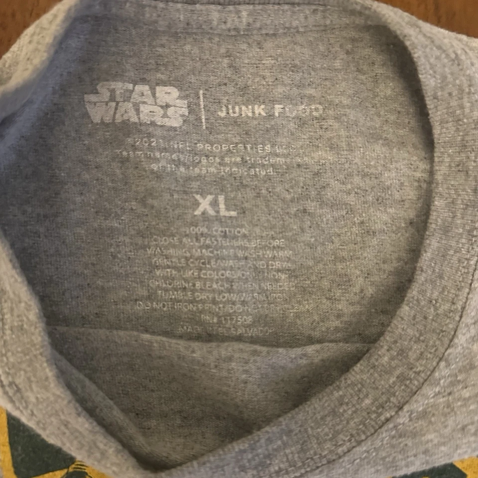 Star Wars Wookiee of the Year Green Bay Packers Junk Food T-Shirt Youth XL Gray - Image 3 of 4