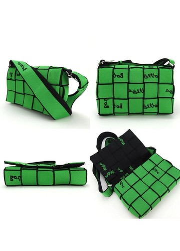 BOTTEGA VENETA shoulder bag cassette parakeet green black webbing ladies