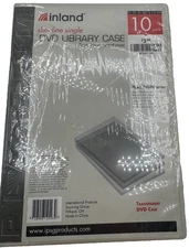 Inland Slim DVD Single Library Case — Clear — 10 Pack — Sealed