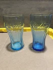 Vintage Coca-Cola Glasses Blue 16 oz  Lot of 2 McDonalds