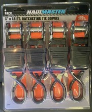 Haul Master 1" x 15ft Ratchet Tie Downs 400lb Working Load 4 Pack 63094