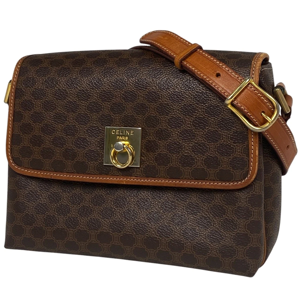 CELINE Borsa a tracolla modello macadam appesa diagonale borsa a tracolla rivestita tela...