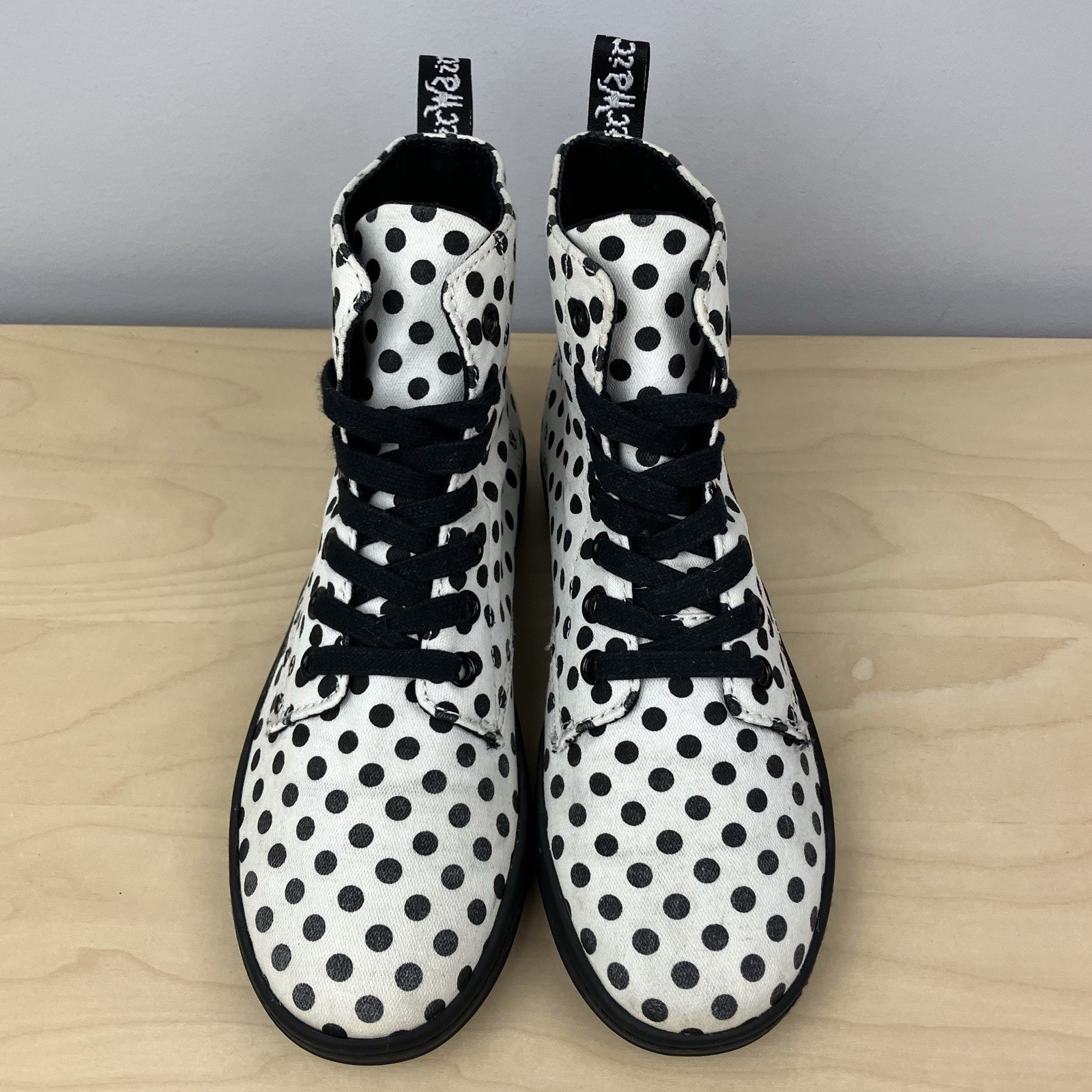 Dr. Doc Martens Women’s Size 5.0 Hackney Polka Dot High Top Boots White & Black thumbnail 4