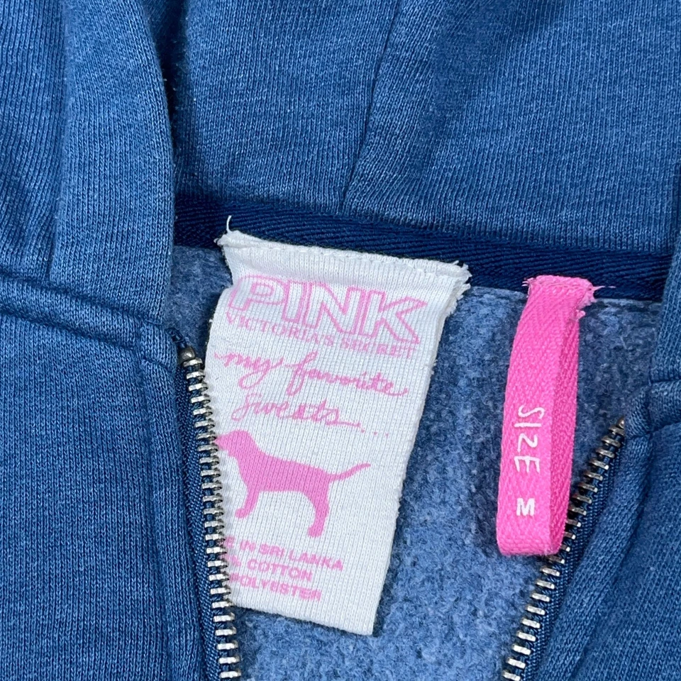 Chaqueta de Colección Y2K Victoria Secret Mujer Azul Medio Cremallera Completa Sudadera con Capucha Perro Años 2000 Foto 3 de 4