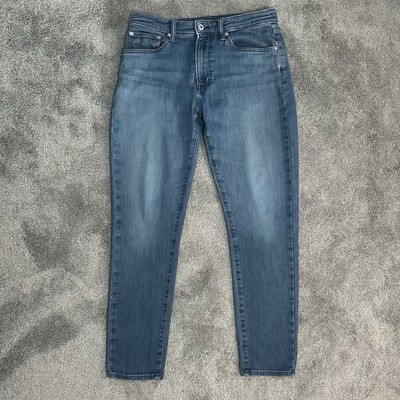 Uniqlo Ezy Jeans Mens M Medium (33x29) Blue Tapered Slim Fit Mid Rise Denim