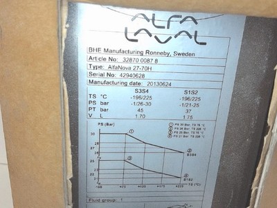 Alfa Laval AlfaNova 27-70H 32870 0087 8 Heat Exchanger 70 Plate SS-Factory Seale