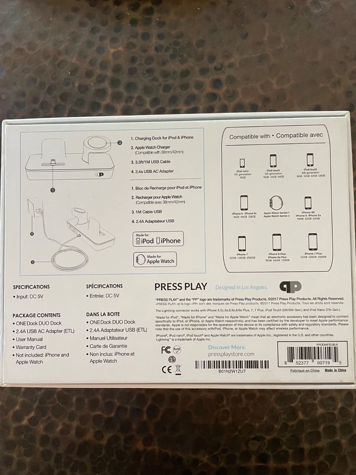 Base de Carga Duo, 2 en 1 Apple Watch y iPhone, iPod. Press Play Dock - Probado Foto 3 de 3