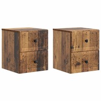 Wandmontierter Nachttisch Altholz 2Er Set 33 X 34,5 X 40 Cm