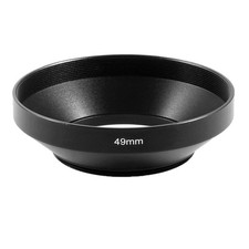 Black Aluminum Wide Angle 49mm Thread Screw In Universal Camera Lens Hood Cover