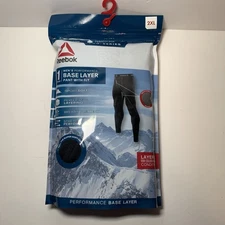 Reebok 2XL (44-46) Pro-Series Mens Performance Base Layer Pant w/ Fly, Black