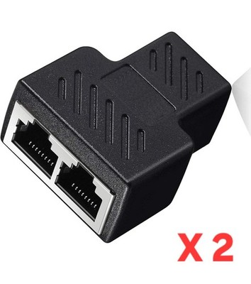 RJ45 Ethernet Connector Splitter 1 to 2 Sockets Internet Cable Cat 7 (2 Pck)