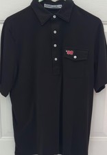 CRIQUET Mens Short Sleeve Black Pima Cotton Polo Shirt Pocket Size M