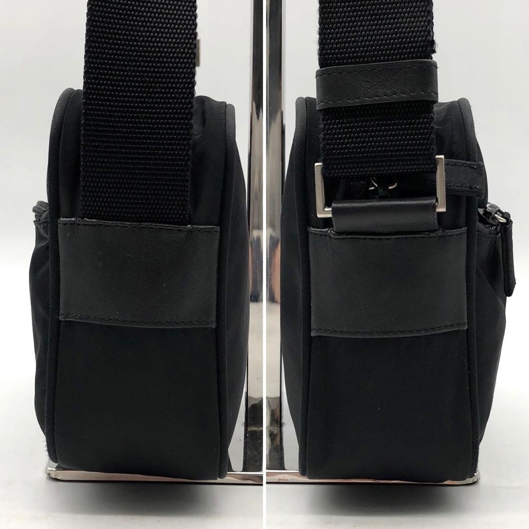 PRADA Shoulder Bag Triangle Logo Plate Nylon Leather Black Authentic thumbnail 4