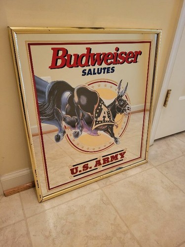 RARE Budweiser Salutes U S Army Mirror Sign EBay