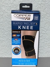Copper Fit Infused Rapid Relief Adjustable Knee Wrap Hot Cold Therapy Gel Pack