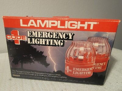 Lamplight Code 1  Emergency Lighting Lamps 2 Lamps, New Open Box Lamplight Farms