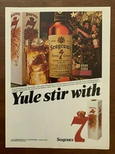 1982 Seagram's 7 Crown Whiskey Vintage Print Ad/Poster Christmas Bar Decor 80s 