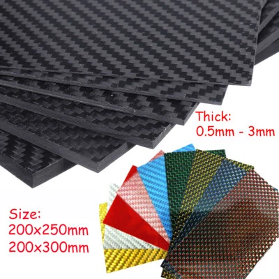 Placa de chapa de fibra de carbono de color grado aeroespacial para parte de carbono 0,5/1/2/3 mm