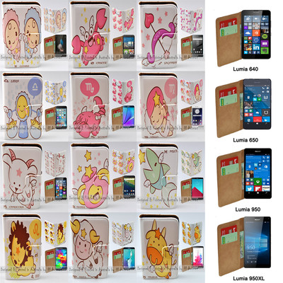 For Nokia Series 12 Zodiac Star Signs Print Wallet Mobile Phone Case Cover #2