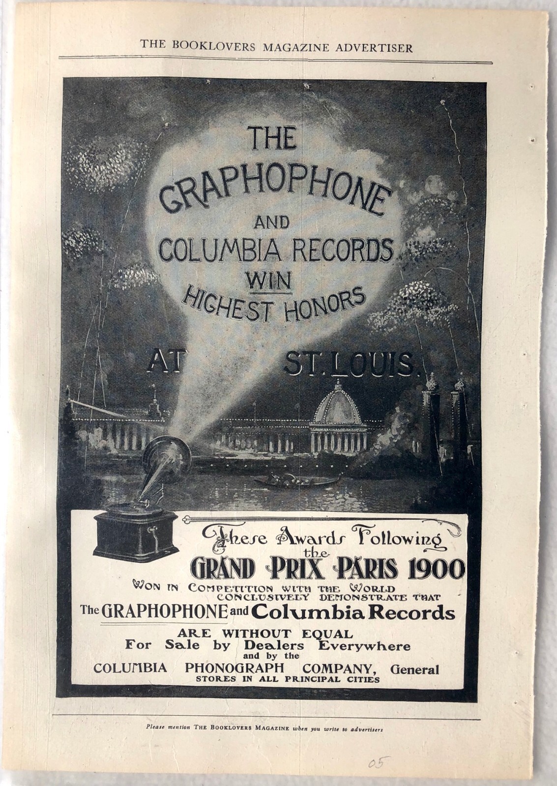 Antique Original 1900 GRAPHOPHONE Print Ad for Award at Grand Prix 1900 ...