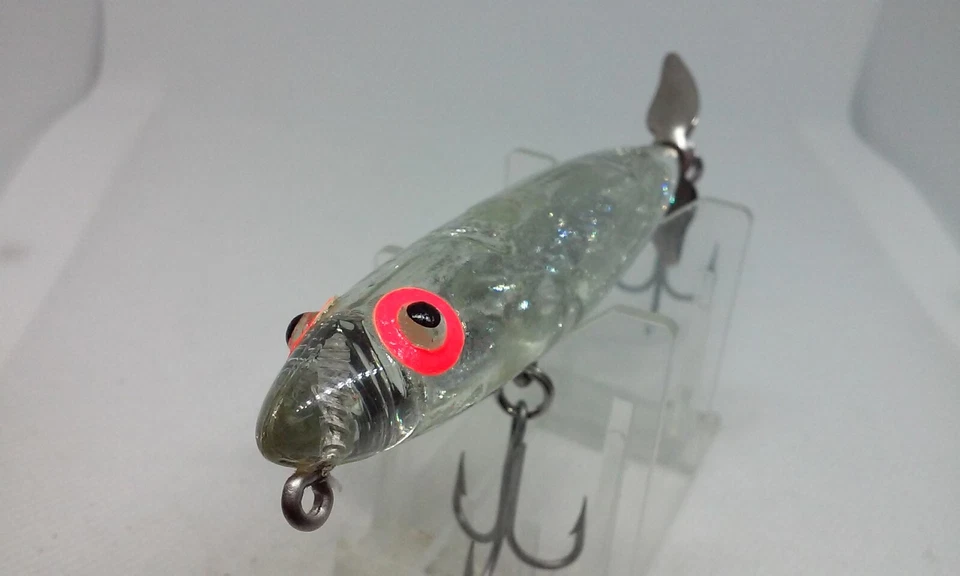 Señuelo flotador vintage L&S MirrOlure escamas plateadas transparentes 4 1/4" Topwater/superficie Foto 2 de 4