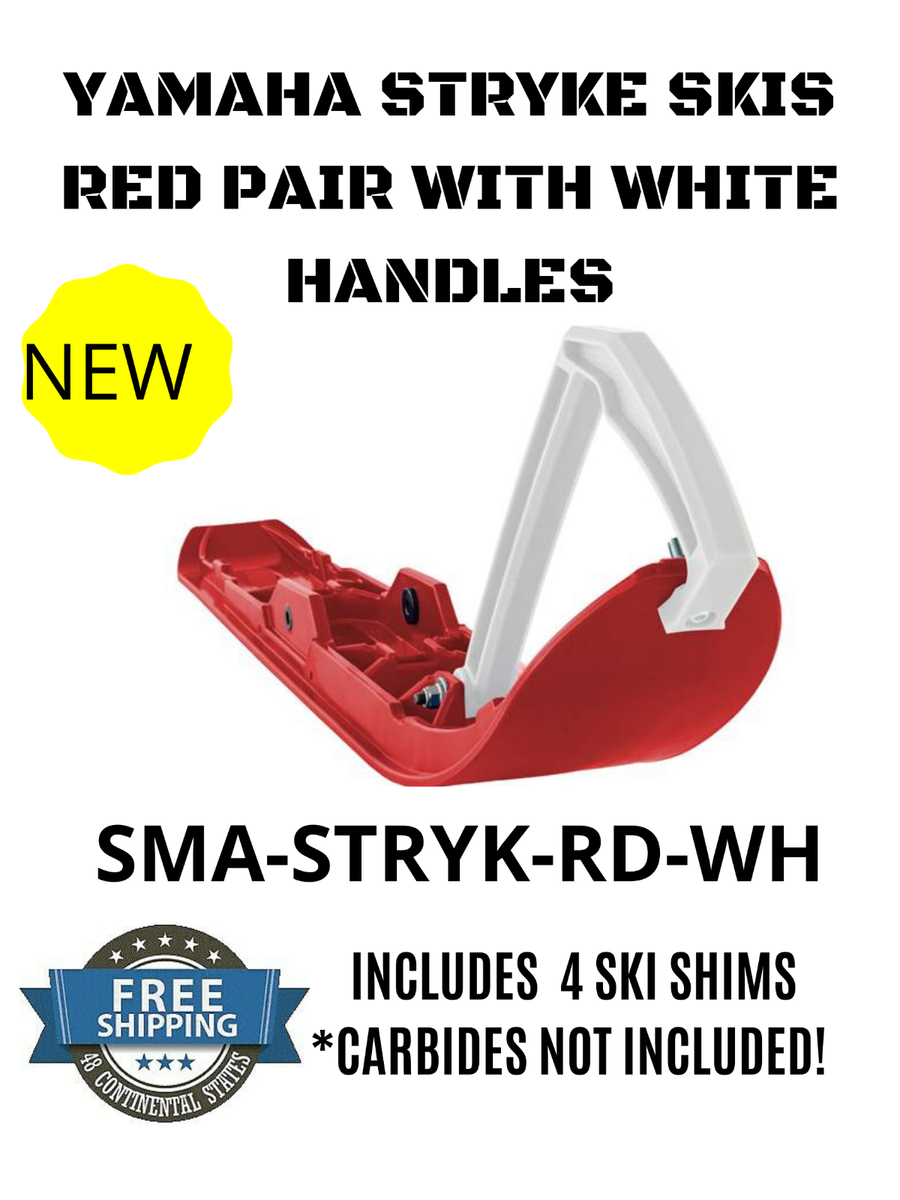 NEW YAMAHA SNOWMOBILE PAIR STRYKE SKI SKIS RED / WHITE NEW YAMAHA SNOWMOBILE PAIR STRYKE SKI SKIS RED / WHITE