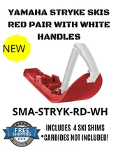 NEW YAMAHA SNOWMOBILE PAIR STRYKE SKI SKIS RED / WHITE HANDLES SMA-STRYK-RD-WH