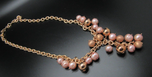 Honora PINK & Bronze Baroque Pearl 18" Y Lariat Necklace new in pouch ITALY - Picture 6 of 14