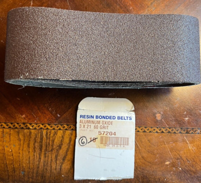 6X SAIT Aluminum Oxide 3'' x 21'' 60-Grit Abrasive Sanding Belts PN 57204