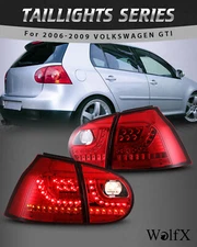 For 2006-2009 Volkswagen Golf 5/GTI/Rabbit LED Tail Lights Red Brake Rear Lamps