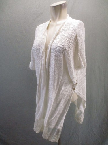 NWT SWEATER PROJECT Size M Womens White Lace Cotton Short Sleeve Cardigan 220 - Picture 3 of 6