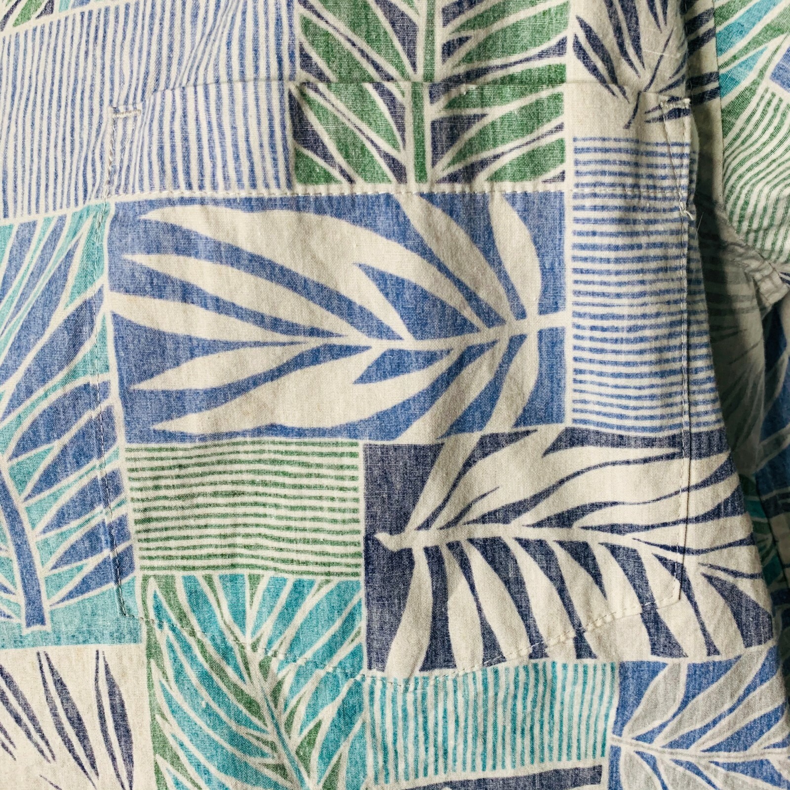 Cooke Street Hawaiian Shirt Tapa Leaves Block Print B… Gem