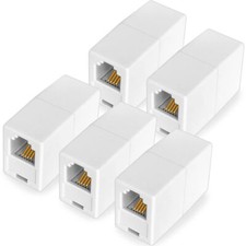 5-Pack RJ11 Coupler Phone Line Connectors for Landline  Fax Female-Female