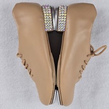 CAPEZIO Kids Size 13 Tap Shoes Tele Tone Beige Tan Lace-Up Bedazzled Rhinestones