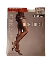 1 Pair Silky Sheer Sears Nice Touch Control Top Pantyhose Off Black Size 1X
