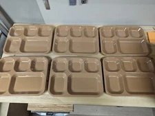 Vintage SET OF 6 HALSEY MELMAC DIVIDED FOOD TRAY MILITARY MESS HALL VIETNAM ERA 